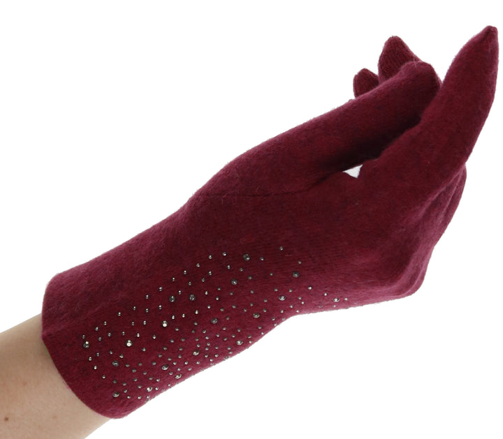 Sparkle Embellished Wool Blend Knit Tech Glove