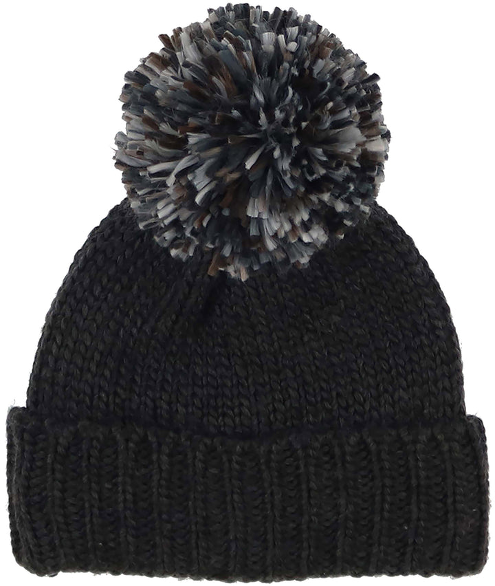 Knit Cuff Hat with Pompom & Fleece Lining