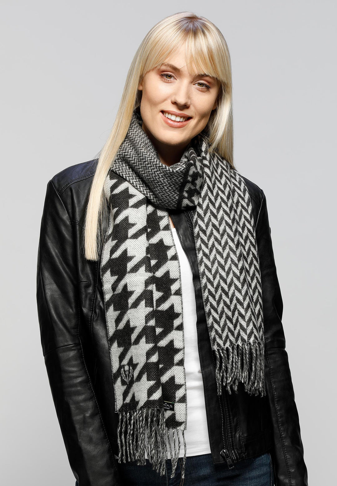 Patchwork Houndstooth Woven Cashmink® Scarf