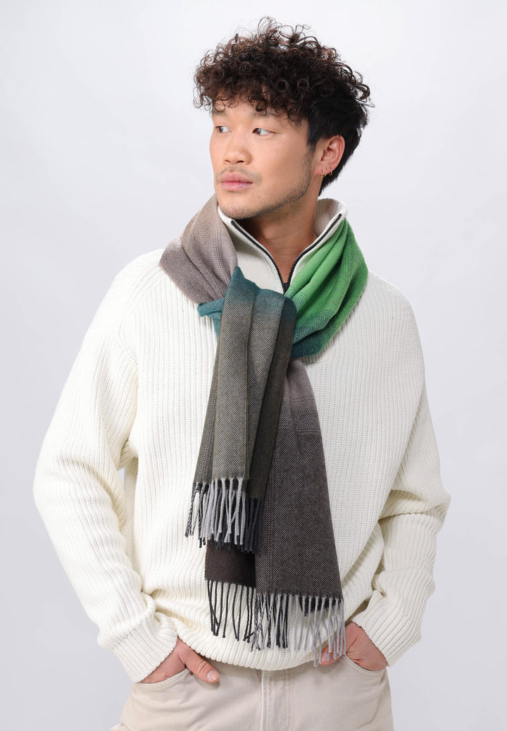 Ombré Block Wool Woven Scarf