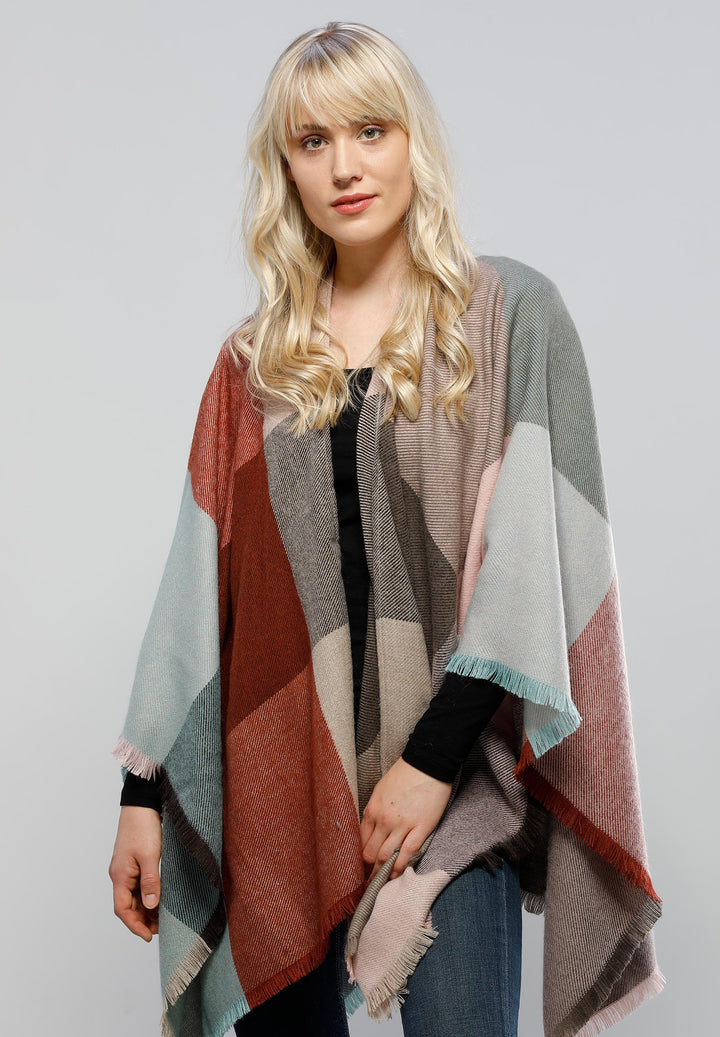 Colourblock Woven Ruana