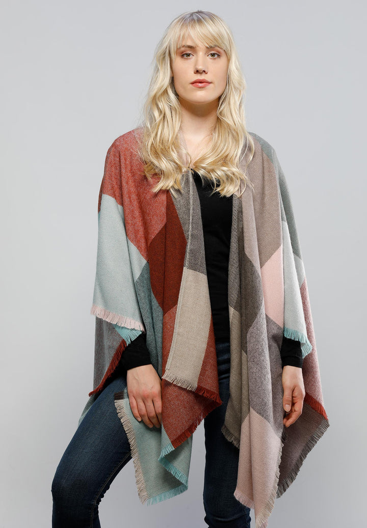 Colourblock Woven Ruana