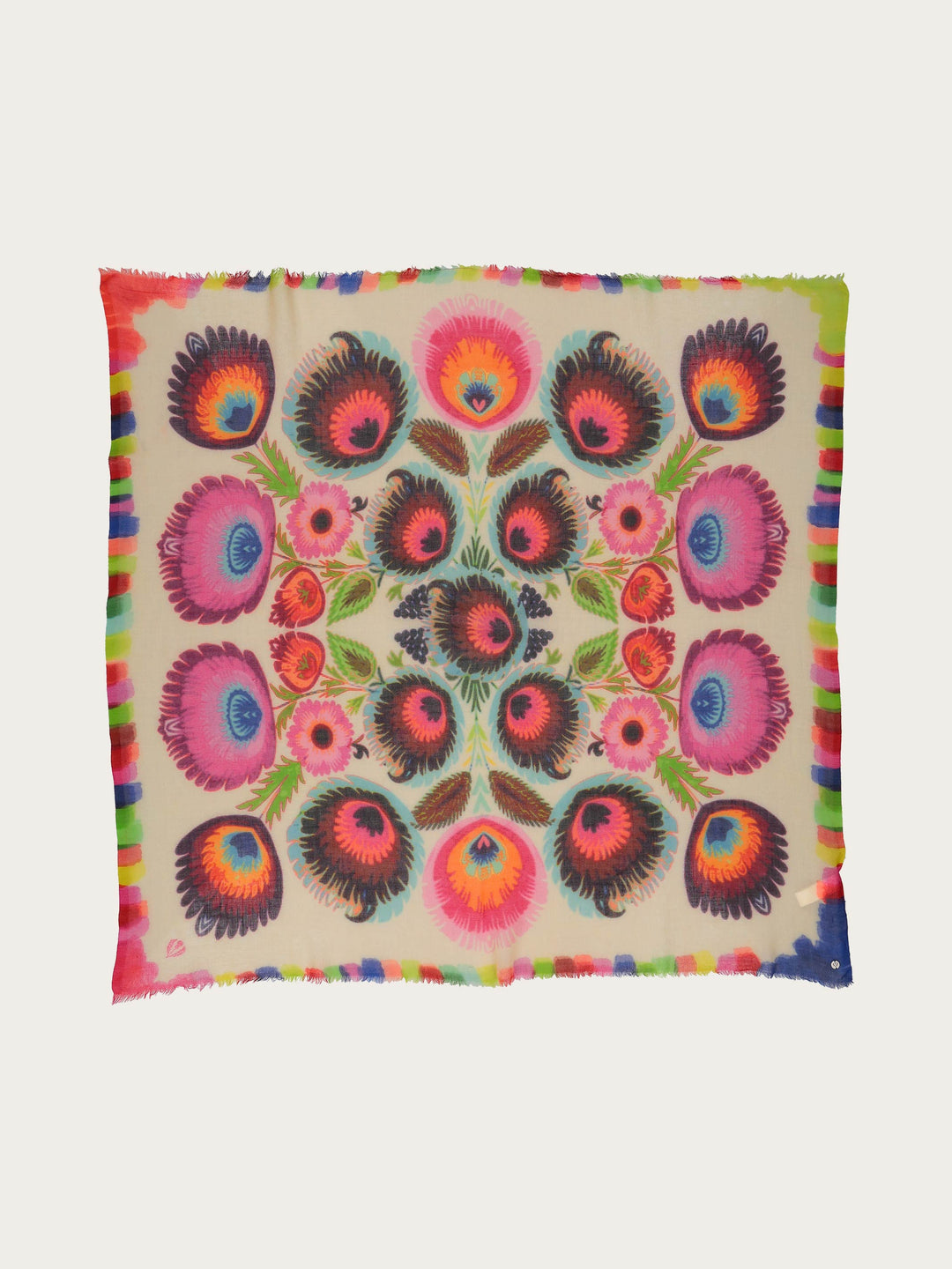 Colourful Plumes Lightweight Wool Square