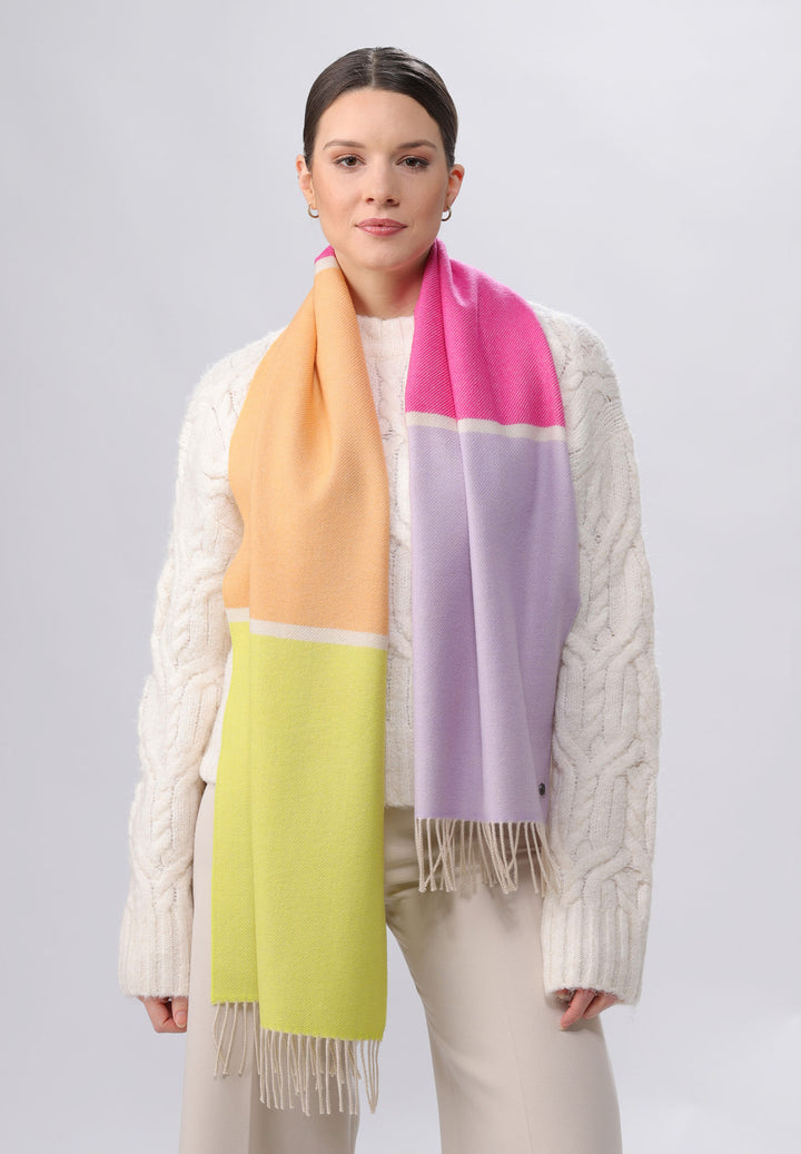 Line Block Wool Twill Scarf