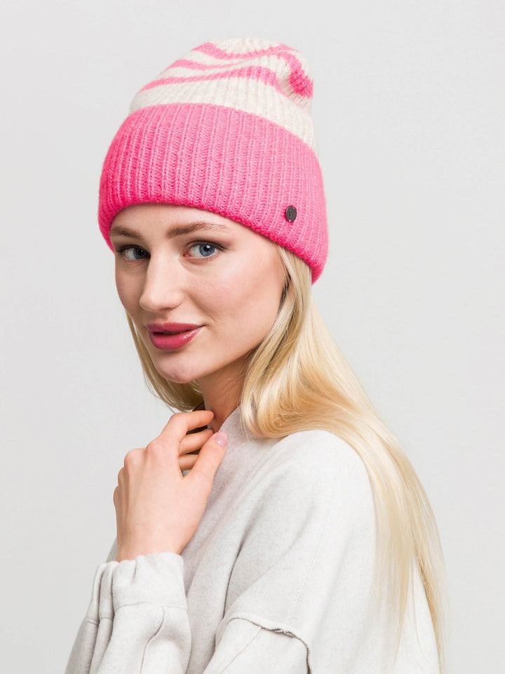 Striped Bi Colour Knit Beanie